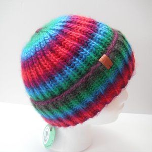 Hand Knitted Hat Toque Adult Size - S-XS Acrylic Unisex Multicolor - 014.